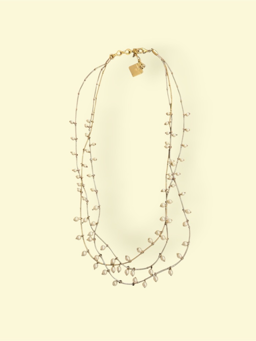 Gold and Silver Layered Pearl Bead Necklace